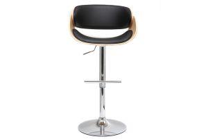Tabouret de bar design réglable noir et bois clair BENT