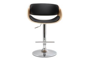 Tabouret de bar design réglable noir et bois clair BENT