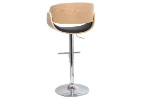 Tabouret de bar design réglable noir et bois clair BENT