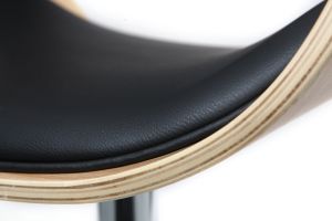 Tabouret de bar design réglable noir et bois clair BENT