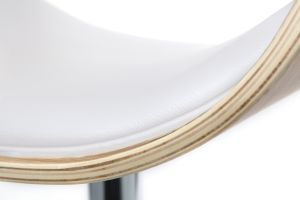 Tabouret de bar design réglable blanc et bois clair BENT