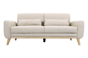 Canapé scandinave 3 places en tissu beige et bois clair EKTOR
