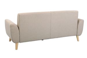 Canapé scandinave 3 places en tissu beige et bois clair EKTOR