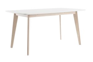 Table à manger scandinave blanc et bois clair rectangulaire L150 cm LEENA