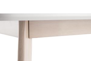 Table à manger scandinave blanc et bois clair rectangulaire L150 cm LEENA