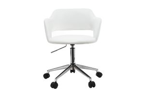 Chaise de bureau à roulettes design blanc et acier chromé JESSY