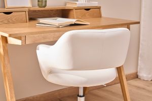 Chaise de bureau à roulettes design blanc et acier chromé JESSY