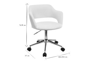 Chaise de bureau à roulettes design blanc et acier chromé JESSY