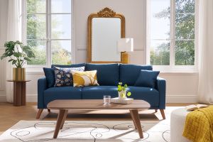 Table basse rectangulaire vintage bois foncé noyer L120cm FIFTIES