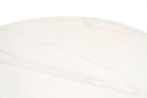 Table à manger design ronde en céramique blanche et métal D90 cm MALOU