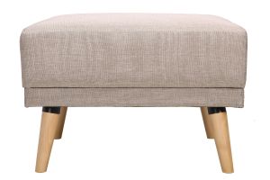 Pouf repose-pieds scandinave en tissu beige et bois clair ULLA
