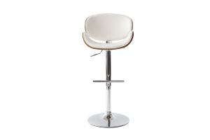 Tabouret de bar design blanc et bois foncé WALNUT