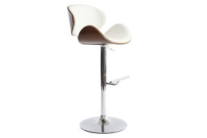 Tabouret de bar design blanc et bois foncé WALNUT
