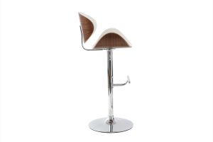 Tabouret de bar design blanc et bois foncé WALNUT