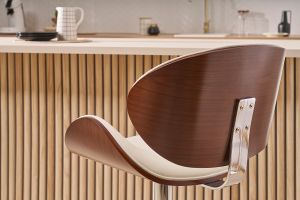 Tabouret de bar design blanc et bois foncé WALNUT