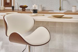 Tabouret de bar design blanc et bois foncé WALNUT