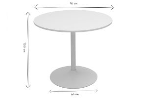 Table à manger design ronde blanche D90 cm CALISTA