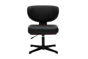 Chaise de bureau noire et bois foncé noyer HANZ