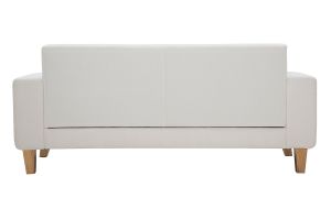 Canapé scandinave 3 places en tissu effet velours blanc cassé et bois clair FJORD