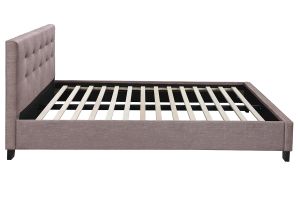 Lit 2 places 160x200 cm en tissu camel capitonné MARQUISE