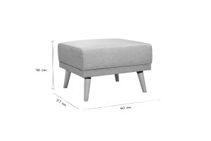 Pouf repose-pieds scandinave en tissu bleu canard et bois clair ULLA