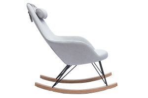 Poltrona relax - Sedia a dondolo tessuto grigio gambe in metallo e frassino JHENE