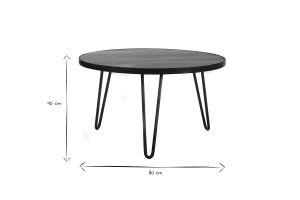 Table basse ronde industrielle bois manguier massif et métal noir L80 cm ATELIER