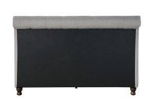 Lit 2 places 160x200 cm en tissu gris capitonné RILEY