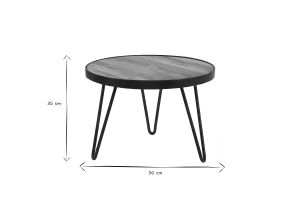 Table basse ronde industrielle bois manguier massif et métal noir D50 cm ATELIER