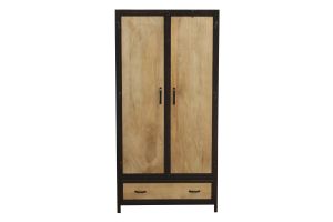 Armoire industrielle en bois massif manguier et métal noir L90 cm INDUSTRIA