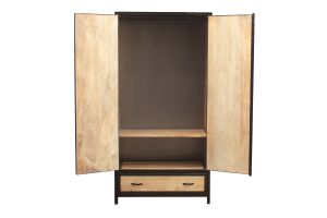 Armoire industrielle en bois massif manguier et métal noir L90 cm INDUSTRIA
