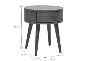 Table de chevet ronde en bois foncé avec tiroir JUDITH