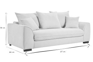 Canapé convertible 3 places en tissu effet velours beige avec matelas 12 cm ARMAND