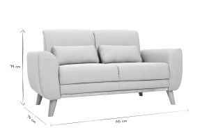 Canapé scandinave 2 places en tissu gris clair et bois clair EKTOR