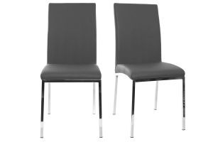Chaises design gris et métal acier chromé (lot de 2) SIMEA