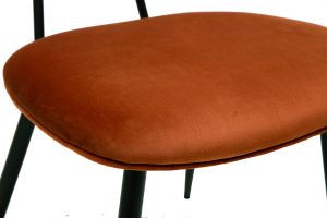 Chaises design en velours terre brûlée, métal noir et cannage rotin (lot de 2) SWANN