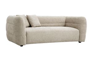 Divano 3 posti in tessuto effetto velluto testurizzato beige JOYA