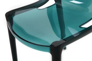 Chaises design empilables bleu pétrole transparent  intérieur - extérieur (lot de 2) YZEL