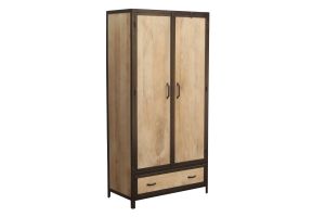 Armoire industrielle en bois massif manguier et métal noir L90 cm INDUSTRIA