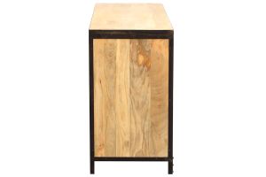 Commode industrielle en bois manguier massif et métal noir 6 tiroirs L130 cm INDUSTRIA