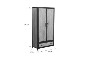Armoire industrielle en bois massif manguier et métal noir L90 cm INDUSTRIA