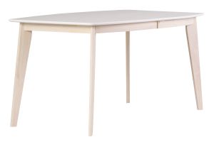 Table à manger extensible scandinave blanc et bois clair L150-200 cm LEENA