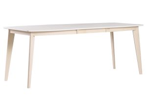 Table à manger extensible scandinave blanc et bois clair L150-200 cm LEENA