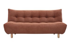 Canapé convertible scandinave 3 places en tissu chenille terre brûlée et bois clair YUMI