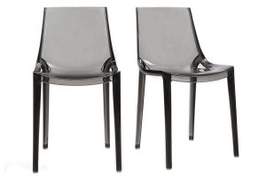 Chaises design empilables gris transparent intérieur - extérieur (lot de 2) YZEL
