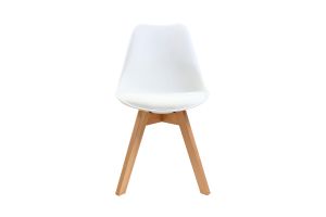Gruppo di 4 sedie design piede legno seduta bianca PAULINE