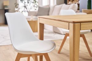 Gruppo di 4 sedie design piede legno seduta bianca PAULINE