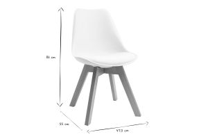 Gruppo di 4 sedie design piede legno seduta bianca PAULINE