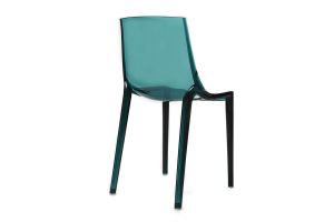 Chaises design empilables bleu pétrole transparent  intérieur - extérieur (lot de 2) YZEL