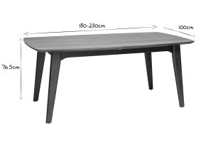 Table extensible rallonges intégrées rectangulaire en bois foncé noyer L180-230 cm FIFTIES